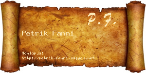 Petrik Fanni névjegykártya